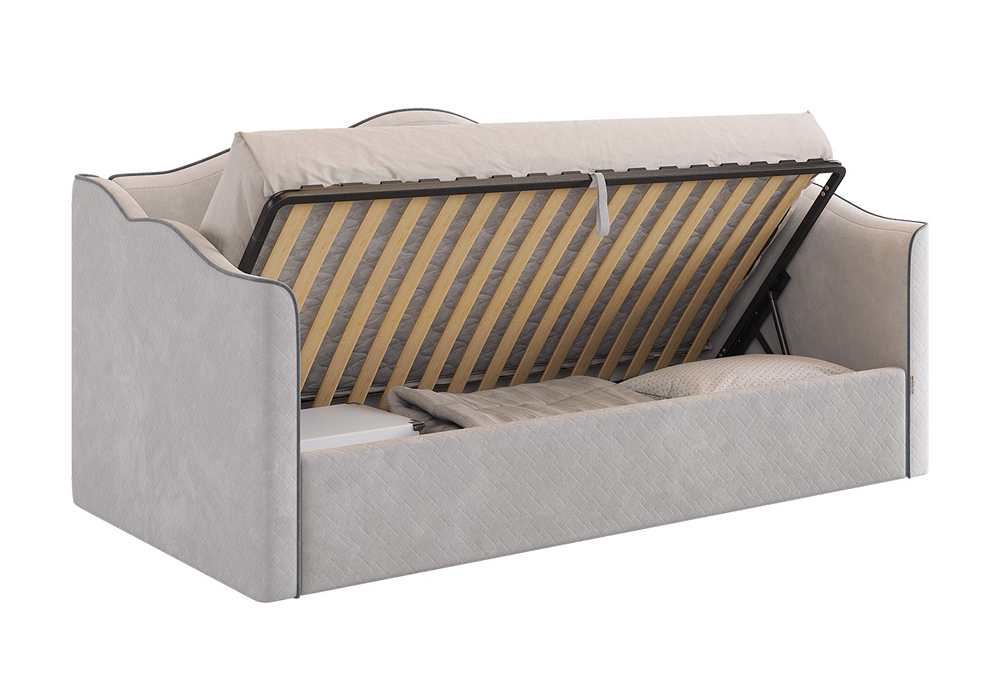 Софа Лея велюр галька / графит