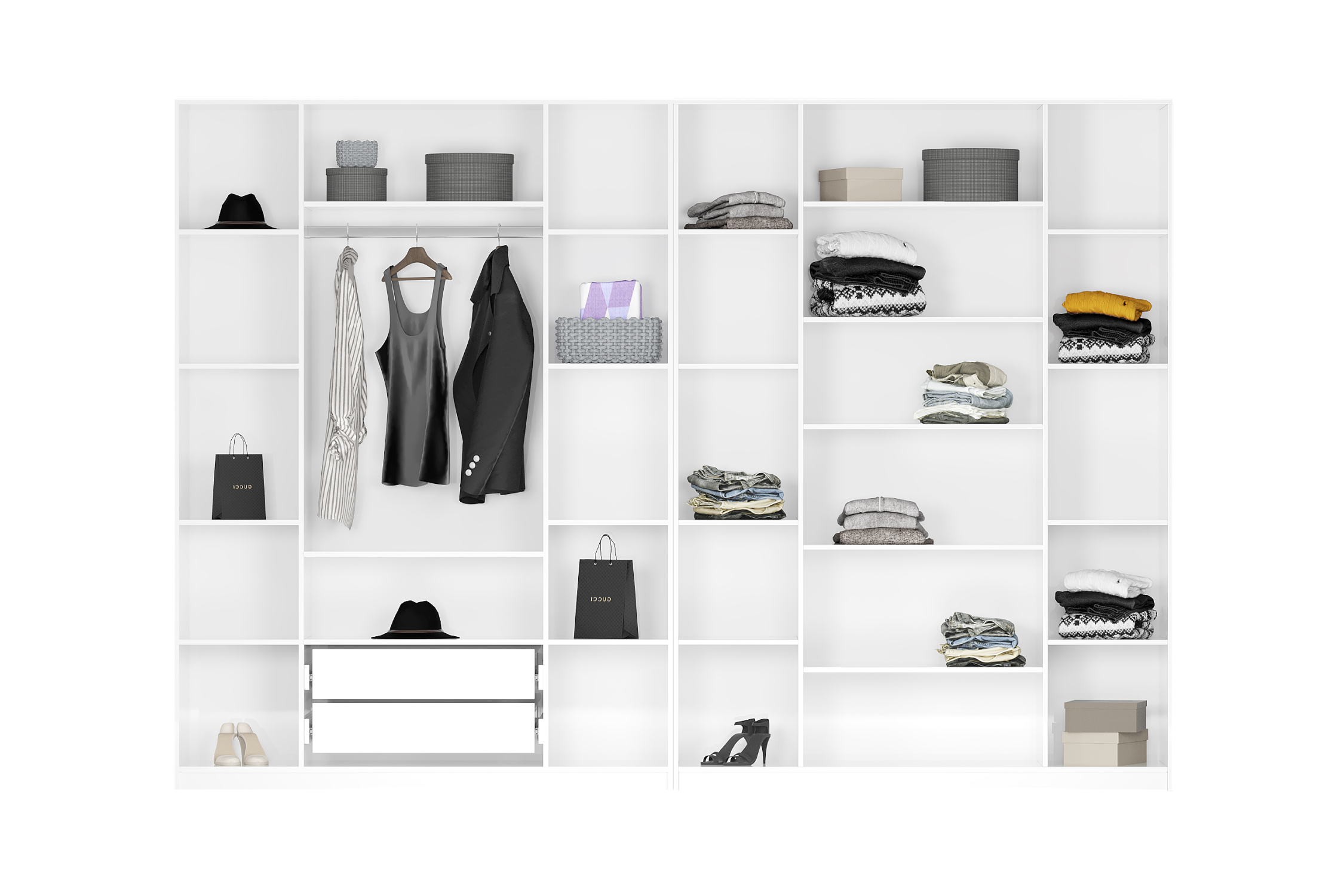 Комплект шкафов Тивина 3.2 м белый текстурный