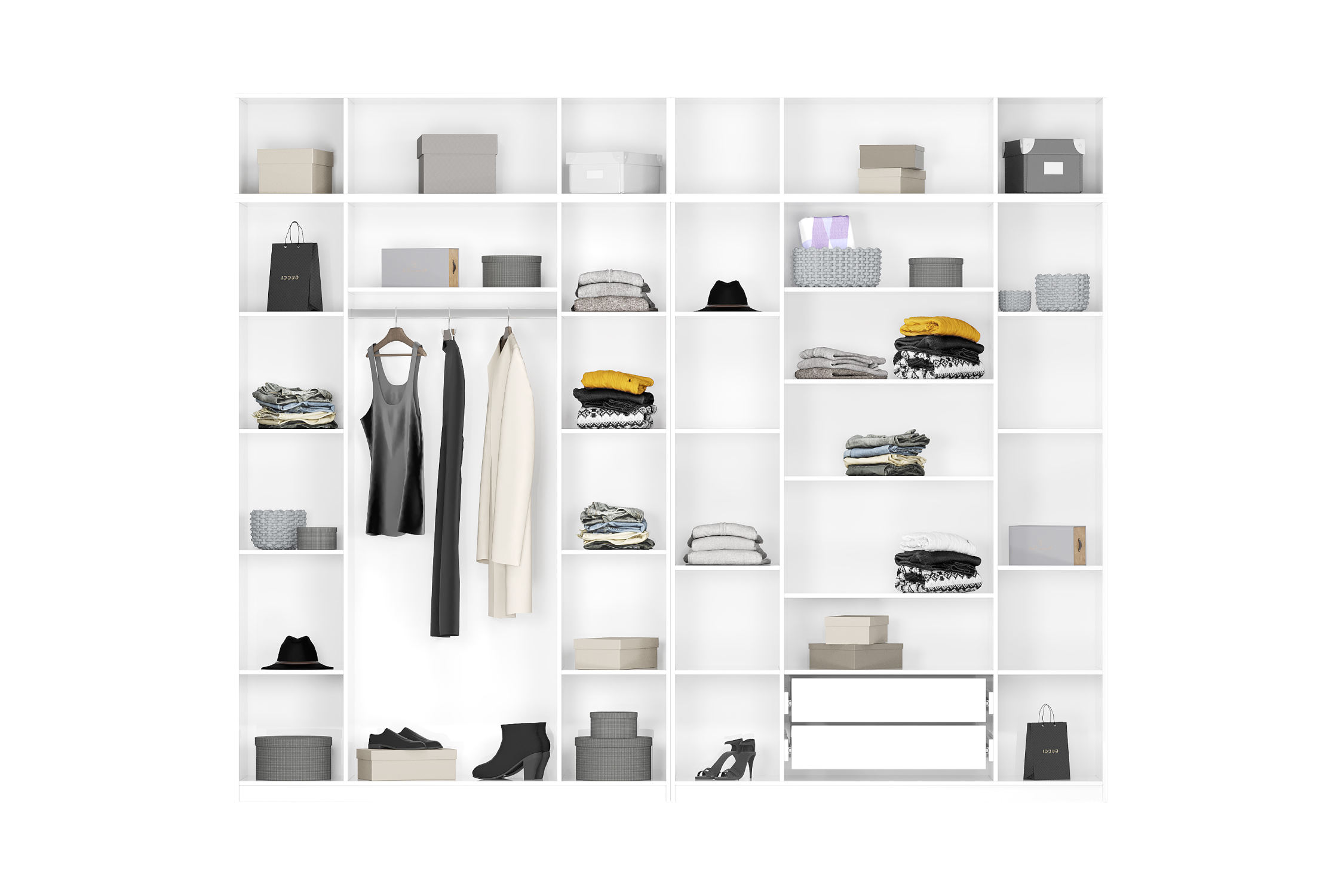 Комплект шкафов Тивина 3.2 м с антресолью белый текстурный