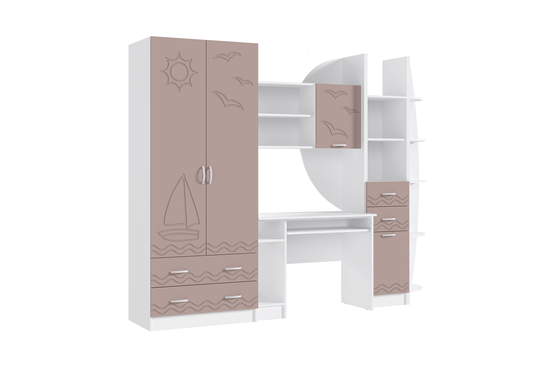 Стенка Юниор-2 белый / шарли pink