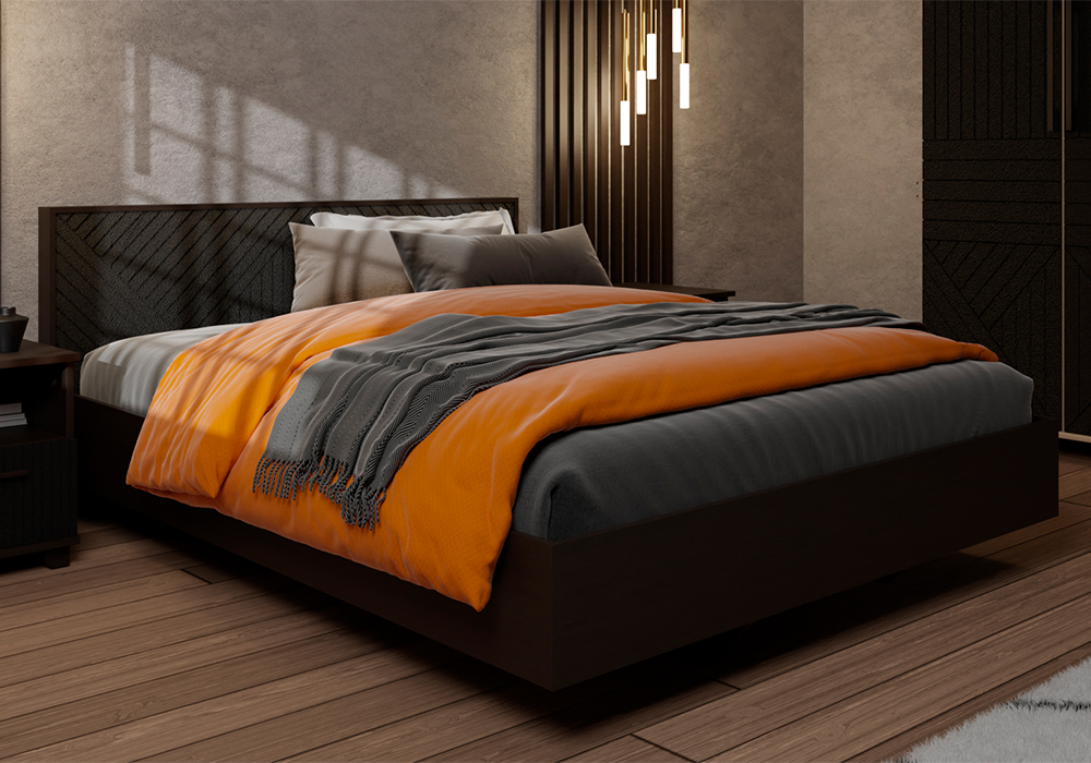 Кровать парящая Копенгаген 1.6 м венге / черный матовый