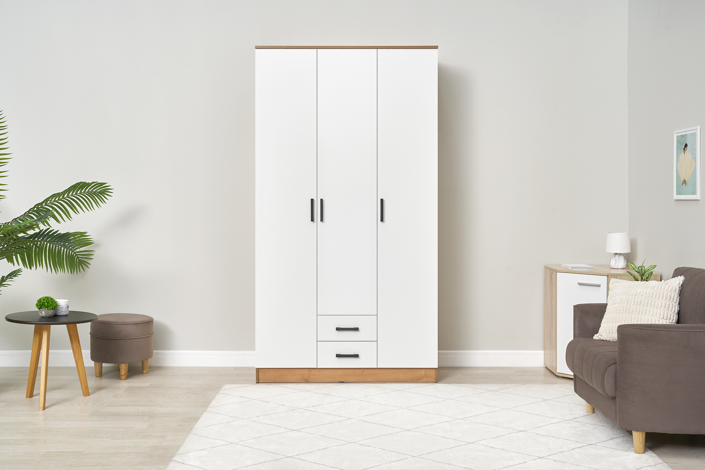 Шкаф Трио дуб вотан / белый