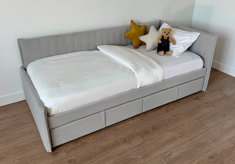 Тахта с ящиками Твикс велюр галька