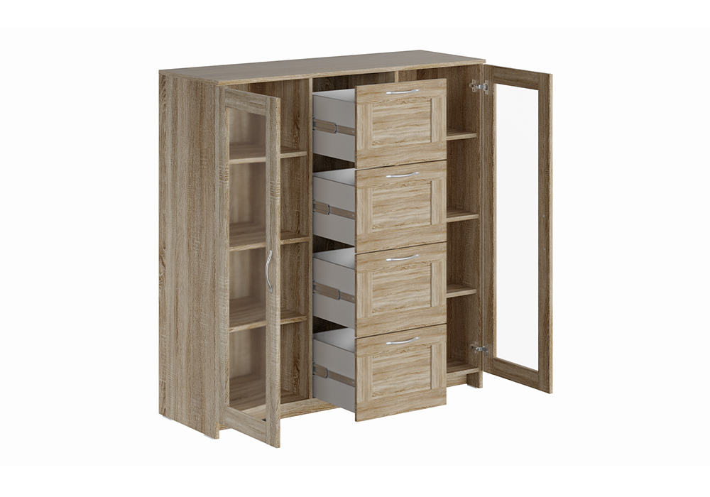 Шкаф-витрина Сириус 4 ящика сонома