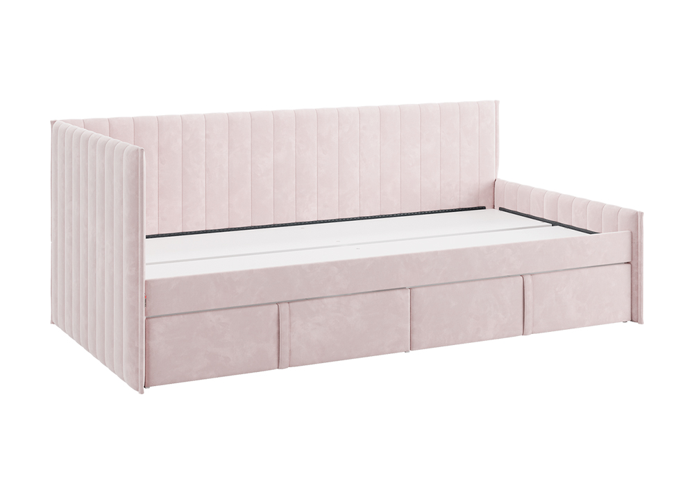 Тахта с ящиками Твикс велюр нежно-розовый