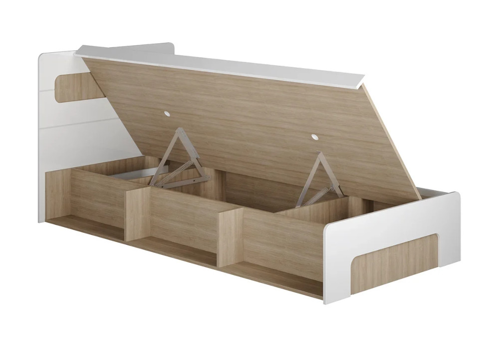 Кровать Палермо-3 Юниор ясень шимо светлый / белый глянец