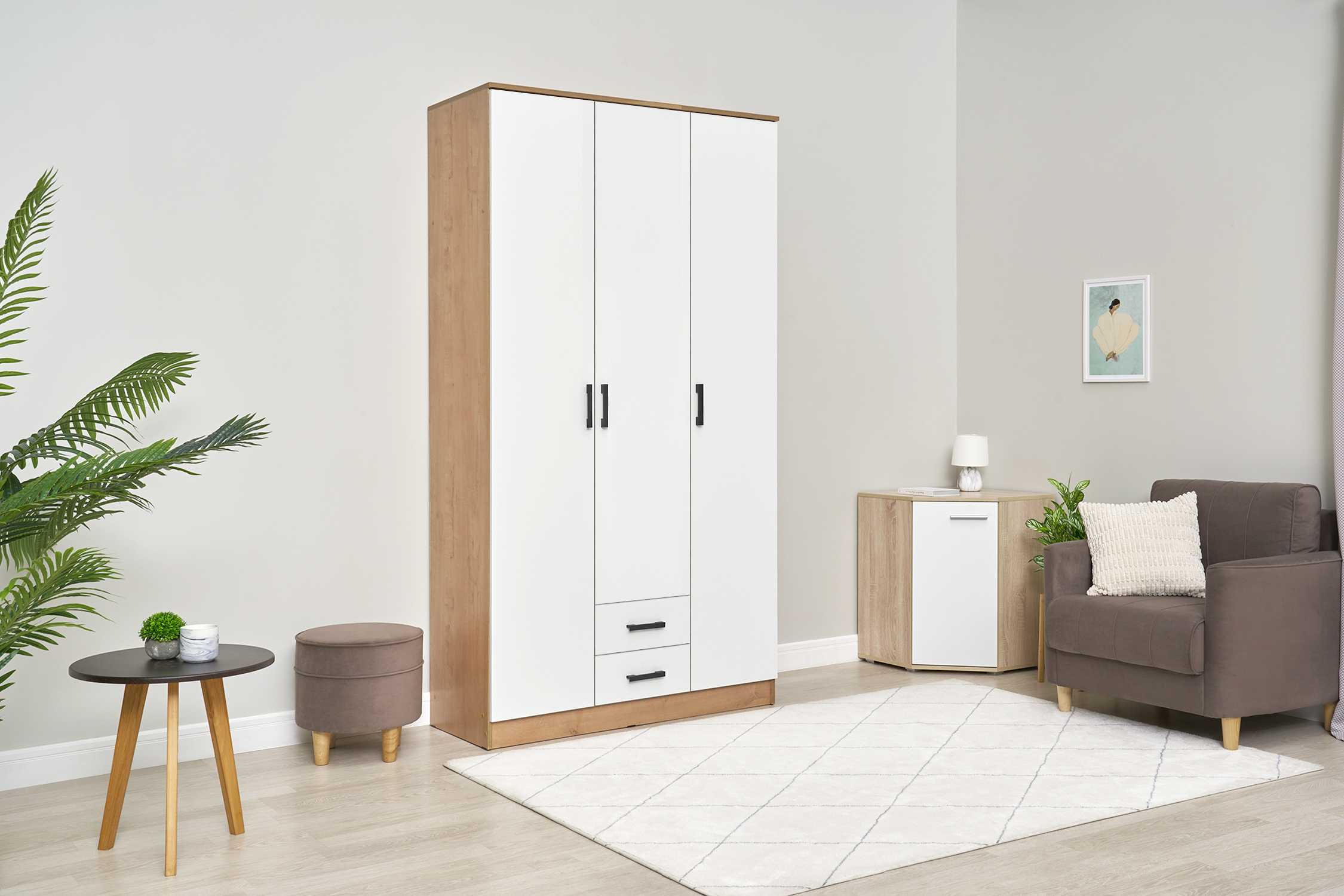 Шкаф Трио дуб вотан / белый