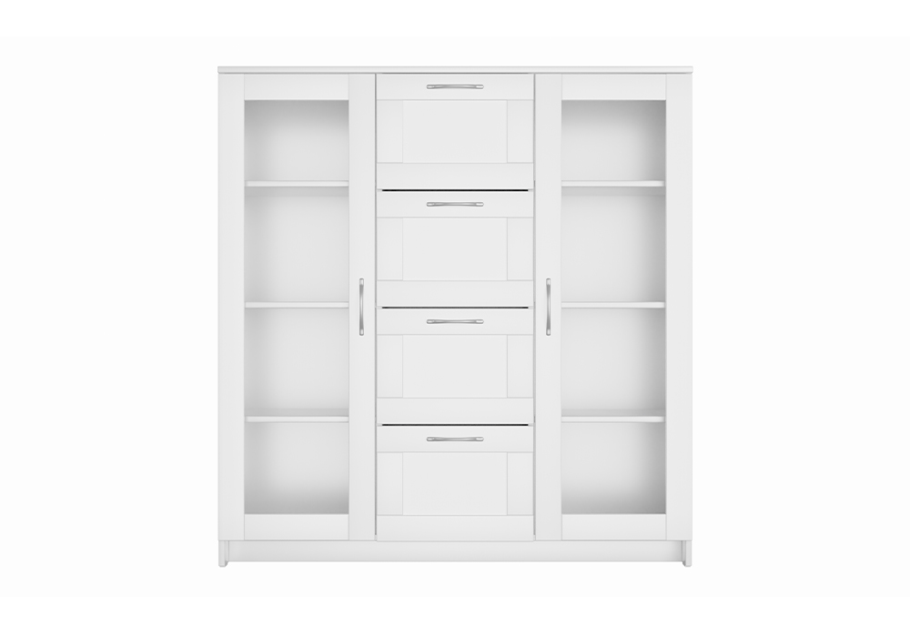 Шкаф-витрина Сириус 4 ящика белый