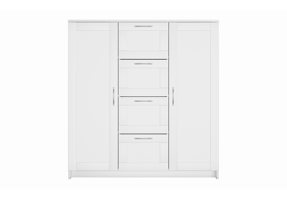 Комод с дверцами Сириус 4 ящика белый