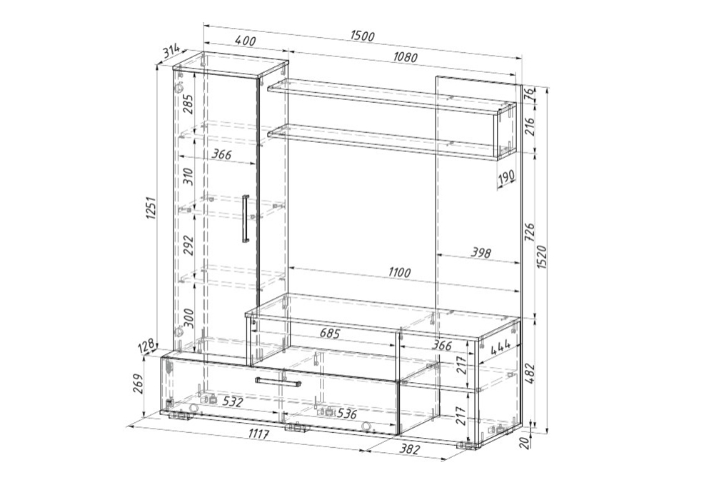 Гостиная Евро-2 венге / лоредо