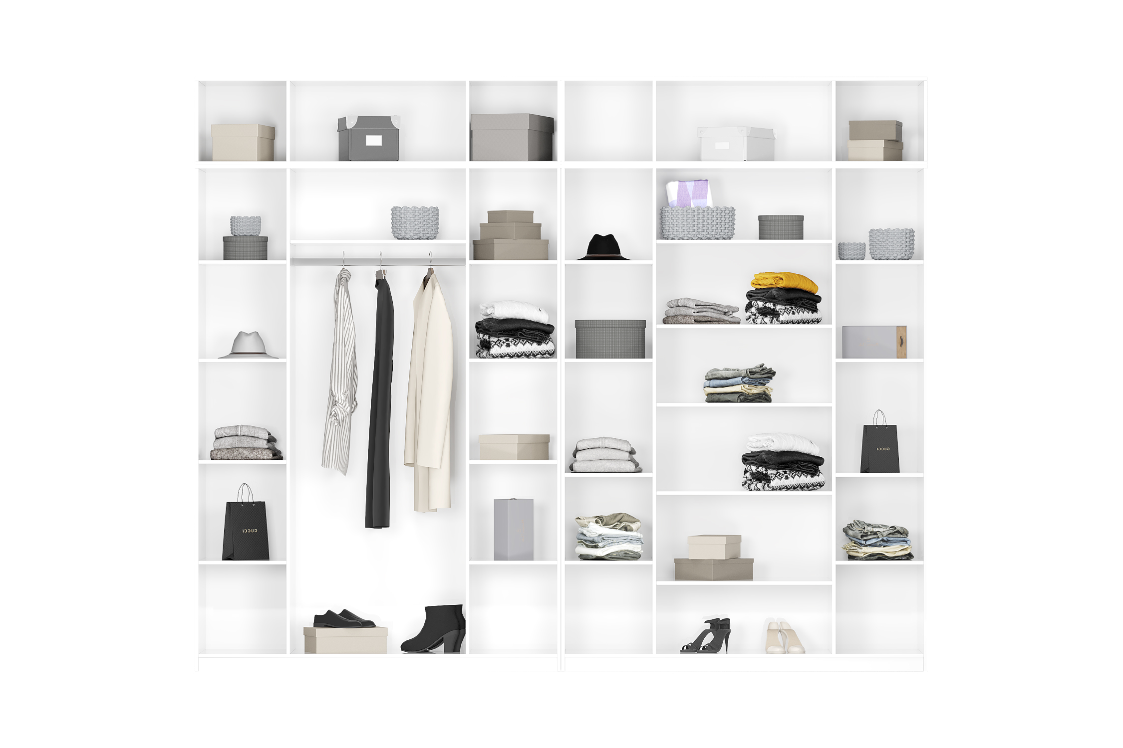 Комплект шкафов Тивина 3.2 м с антресолью белый текстурный