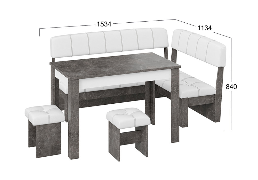 Купить Кухонный уголок Альфа ателье темный / белый кожзам универсальный ...