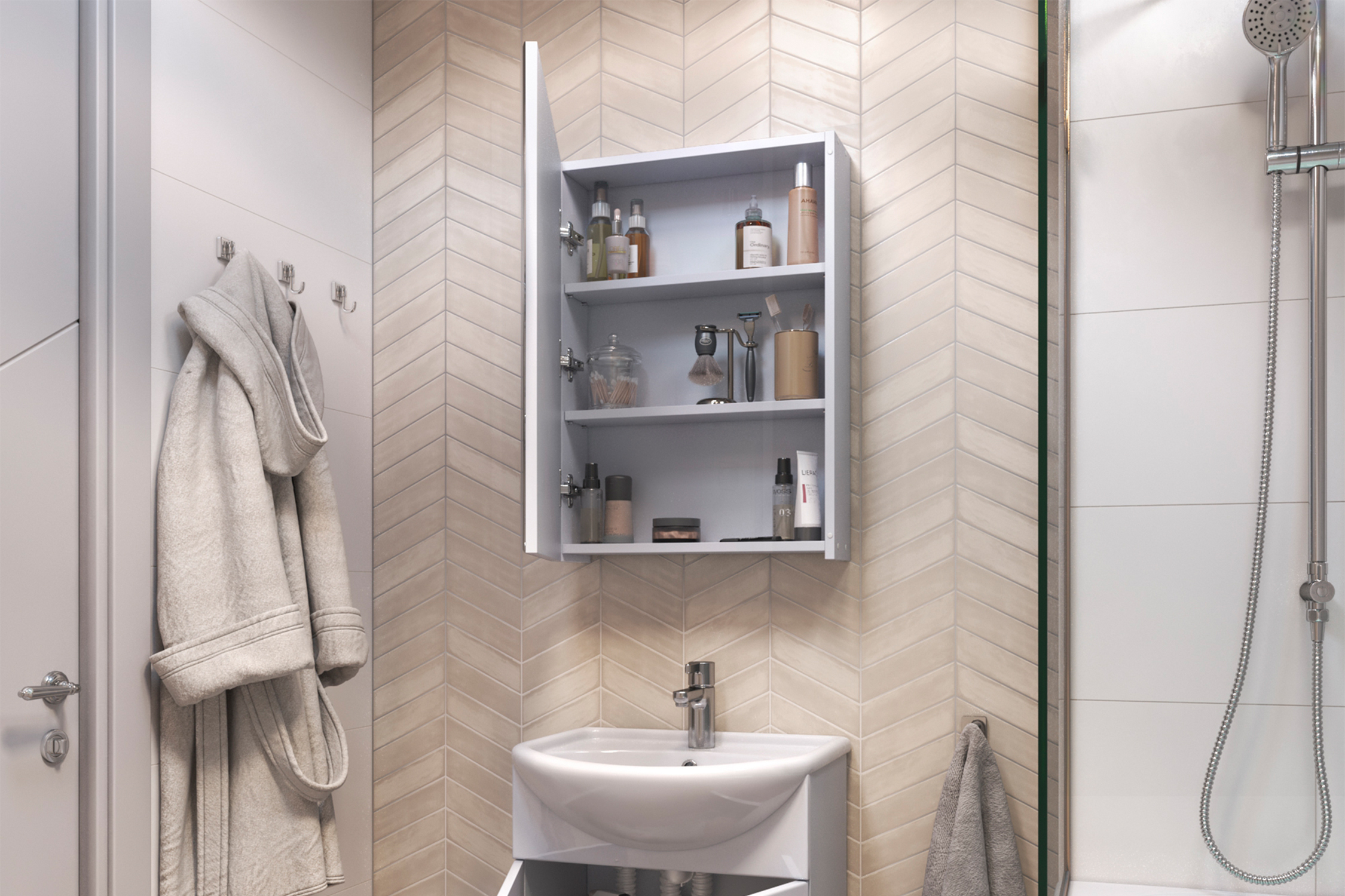 Зеркало-шкаф Grand белый