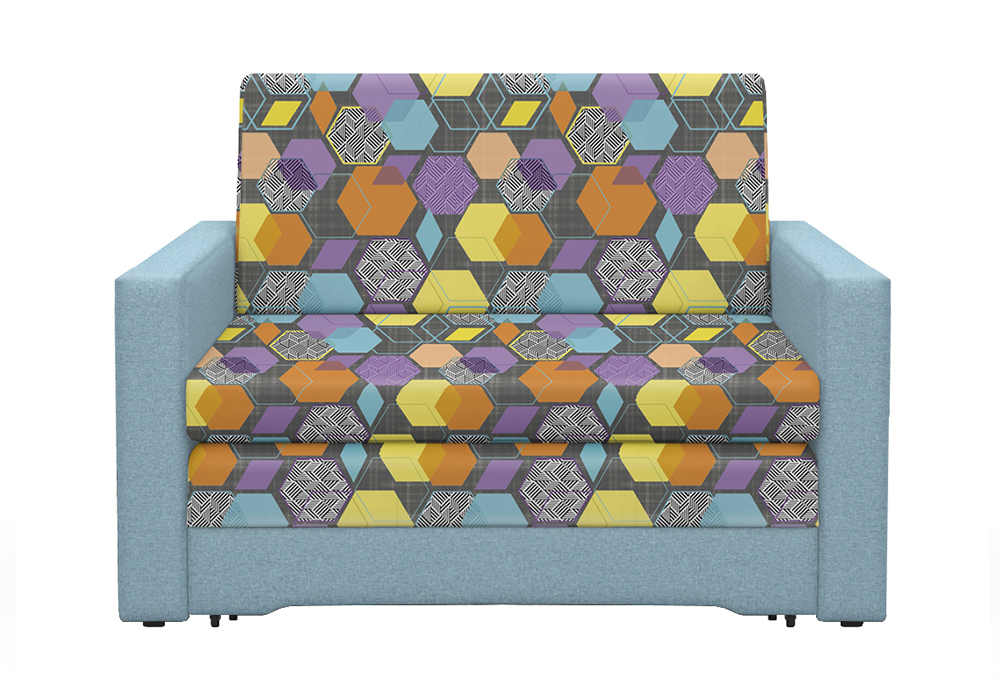 Диван выкатной Виктория-5 с узором голубой
