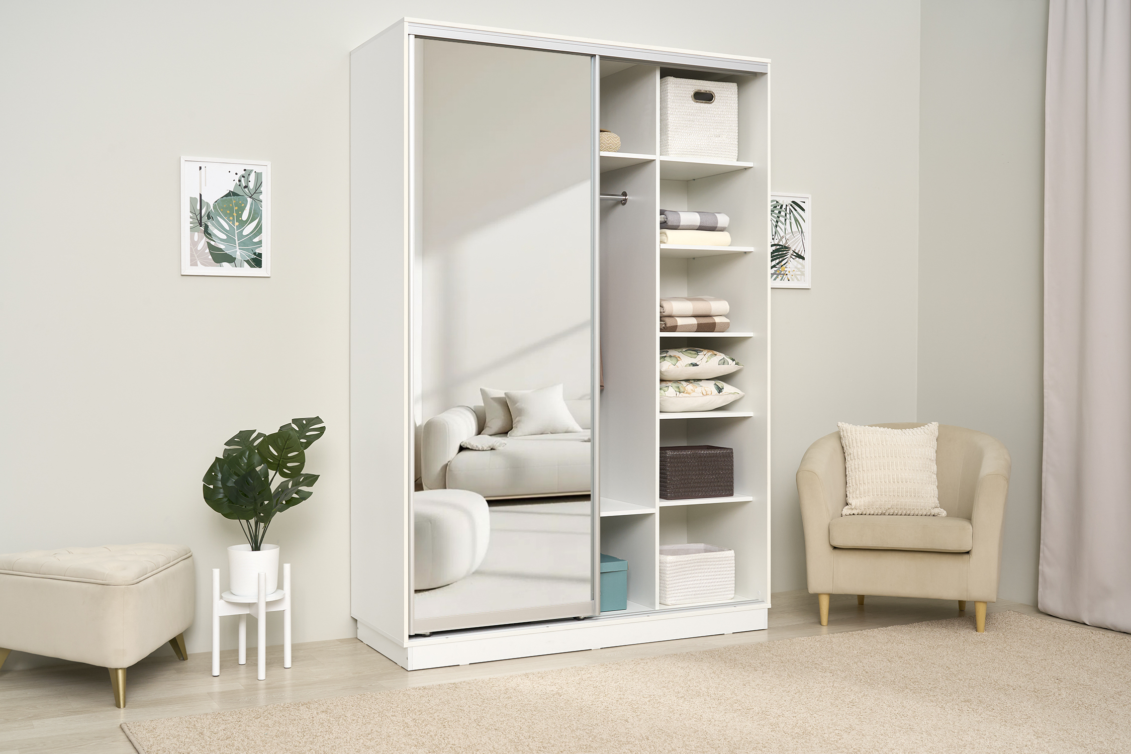 Шкаф-купе двухдверный Арго белый