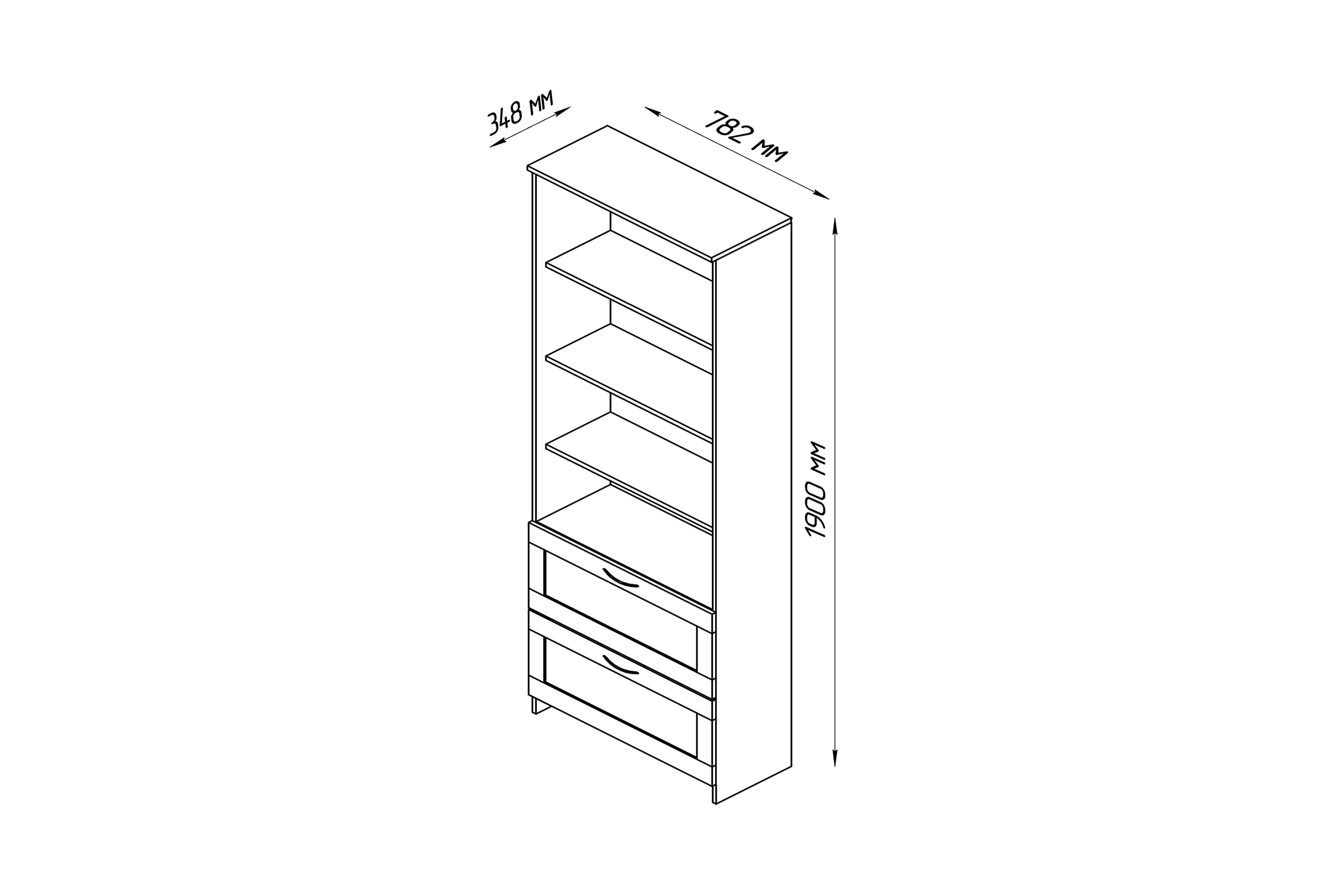 Стеллаж Сириус с двумя ящиками венге