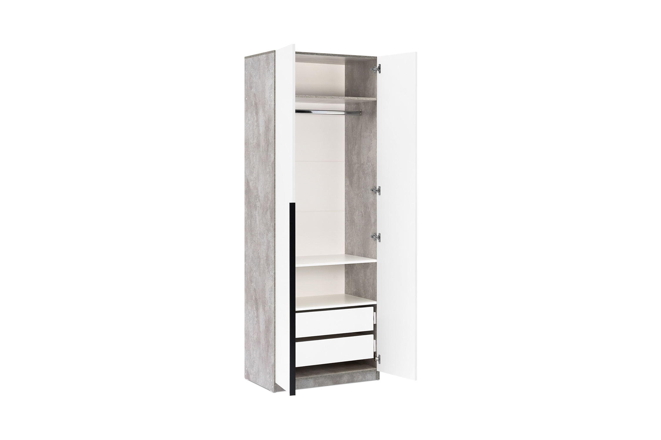 Шкаф 2-х створчатый Тивина цемент светлый / белый шагрень