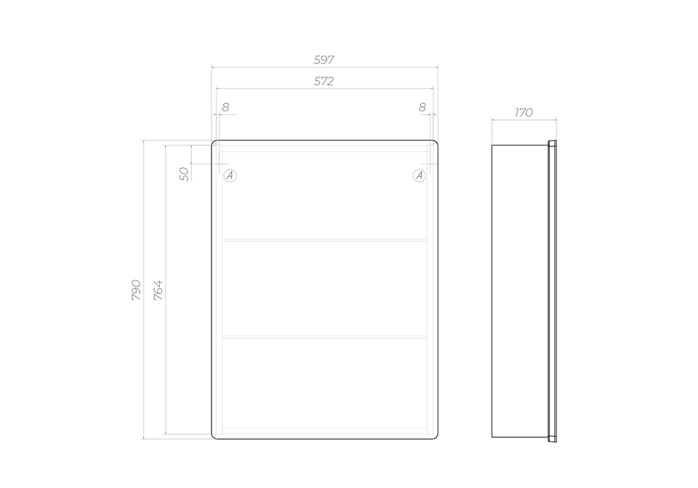 Зеркало-шкаф Geometry 60 с LED подсветкой