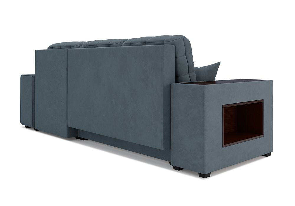 Диван угловой еврокнижка Мадрид велюр серо-синий