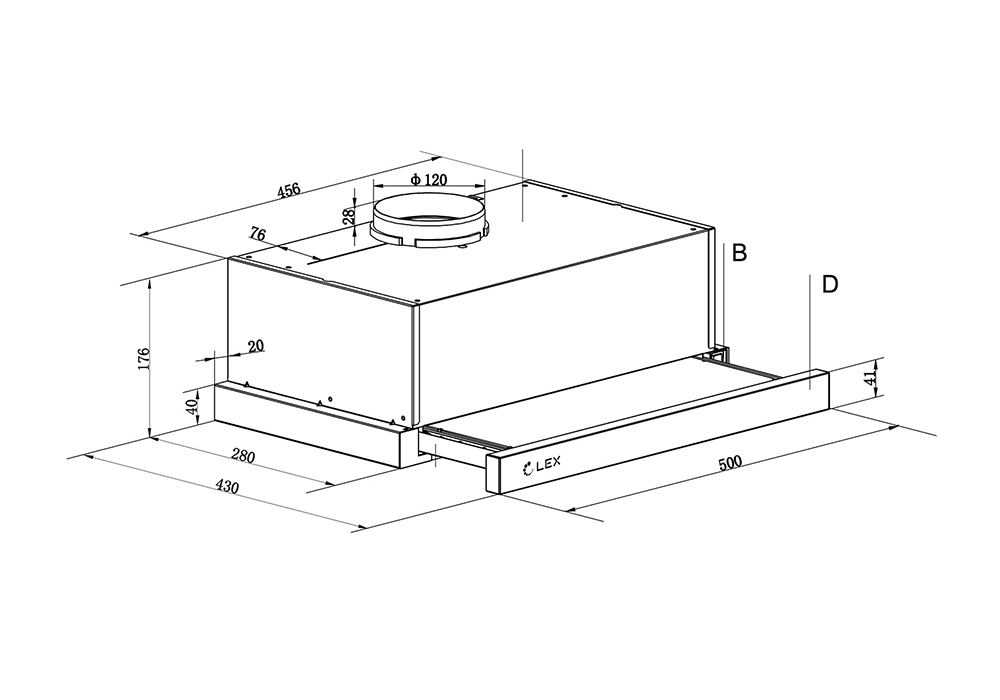 Встраиваемая вытяжка LEX HOGAN 500 BLACK