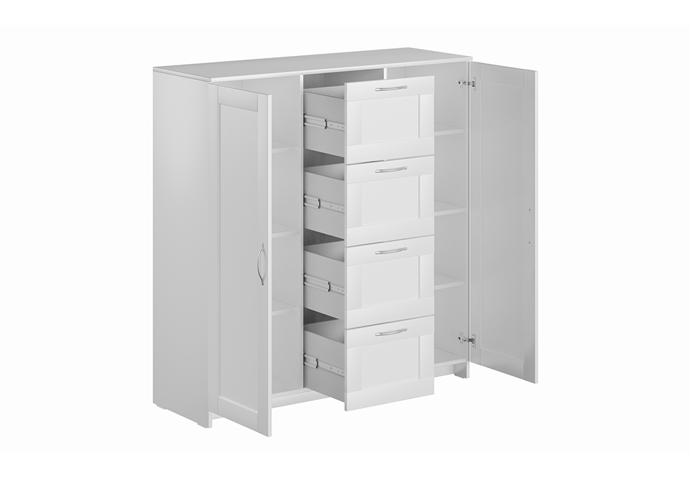 Комод с дверцами Сириус 4 ящика белый