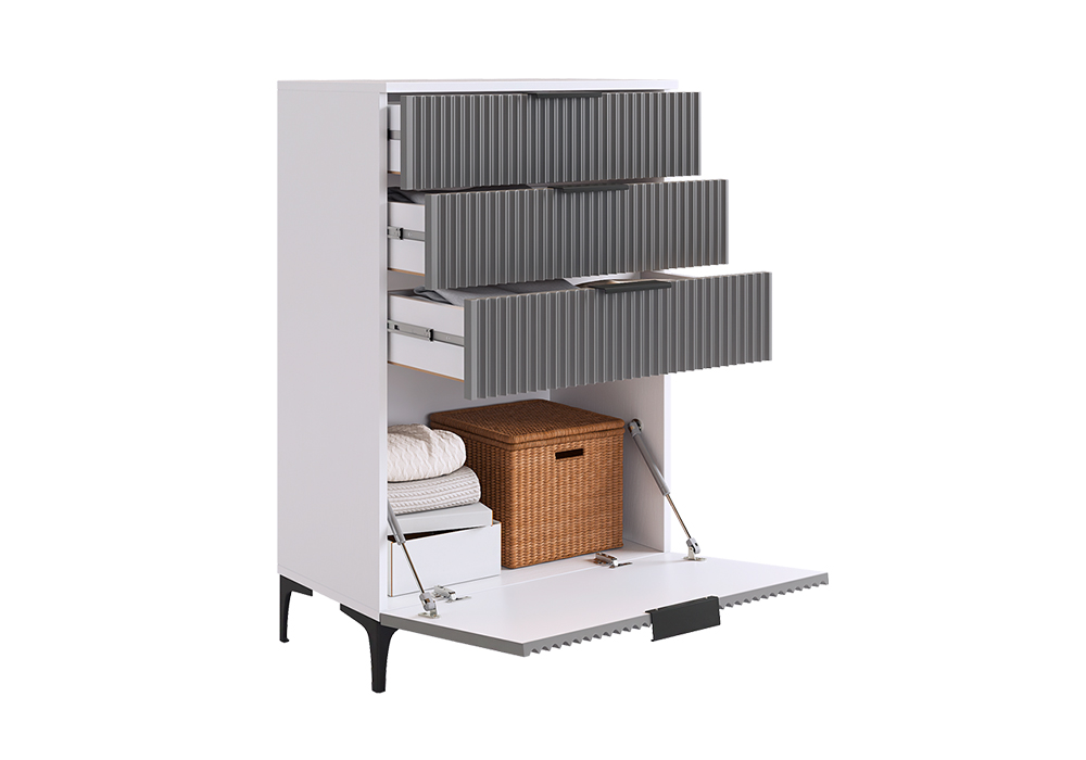 Комод Зефир белое дерево / серый