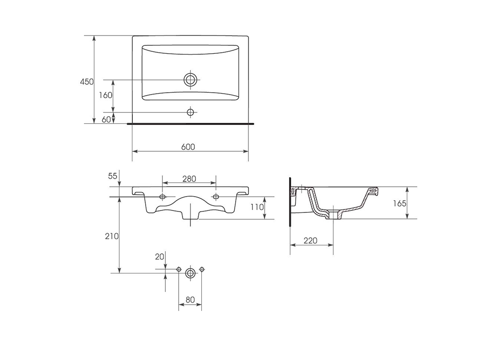Раковина Сомо 60 белая