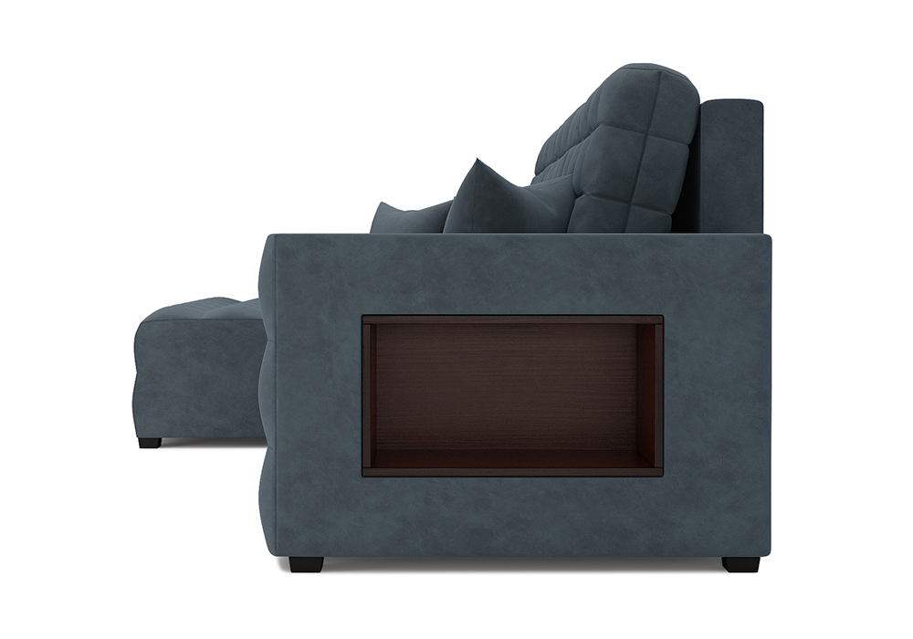 Диван угловой еврокнижка Мадрид велюр серо-синий
