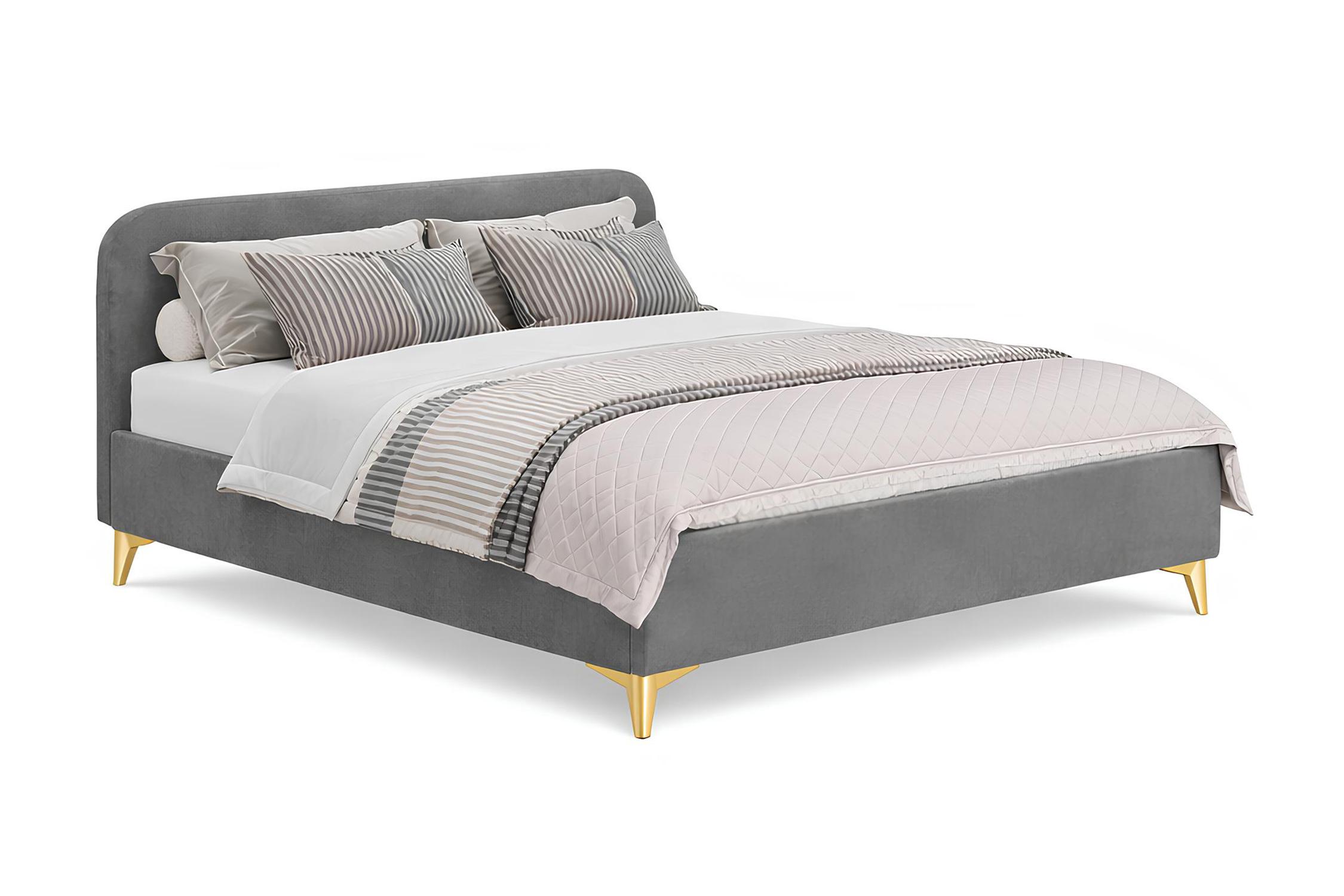 Кровать двуспальная с высокими ножками Лофт серая