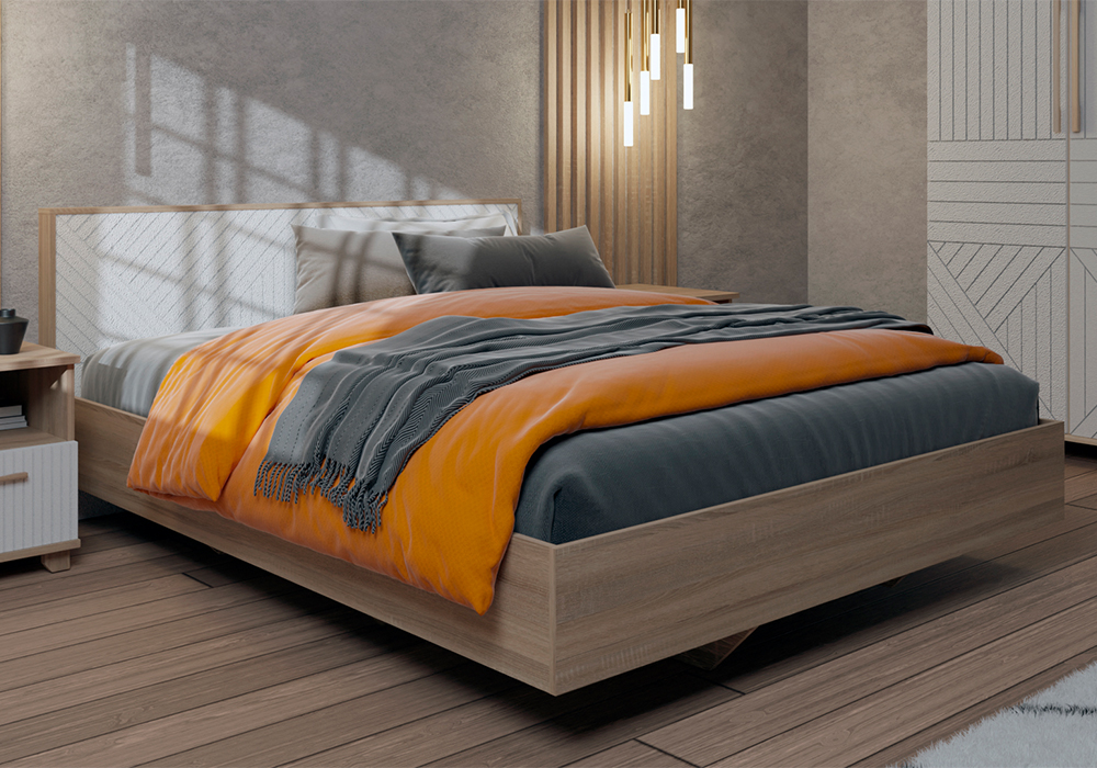 Кровать парящая Копенгаген 1.6 м дуб сонома / белый матовый