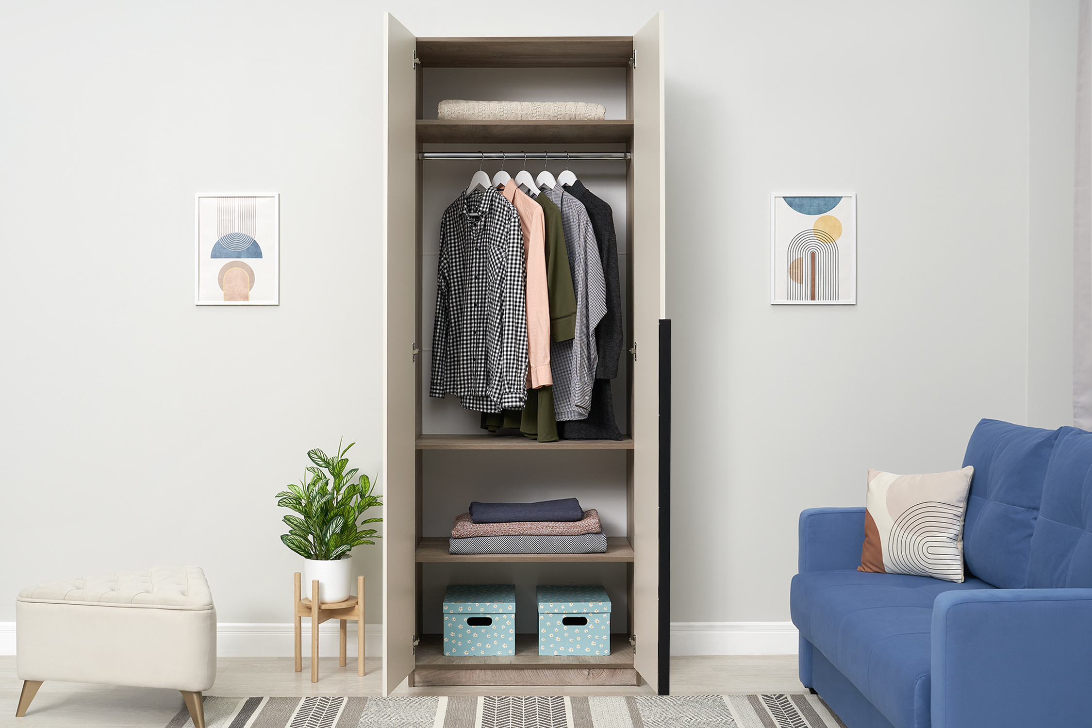 Шкаф 2-х створчатый Тивина эндгрейн / меланж