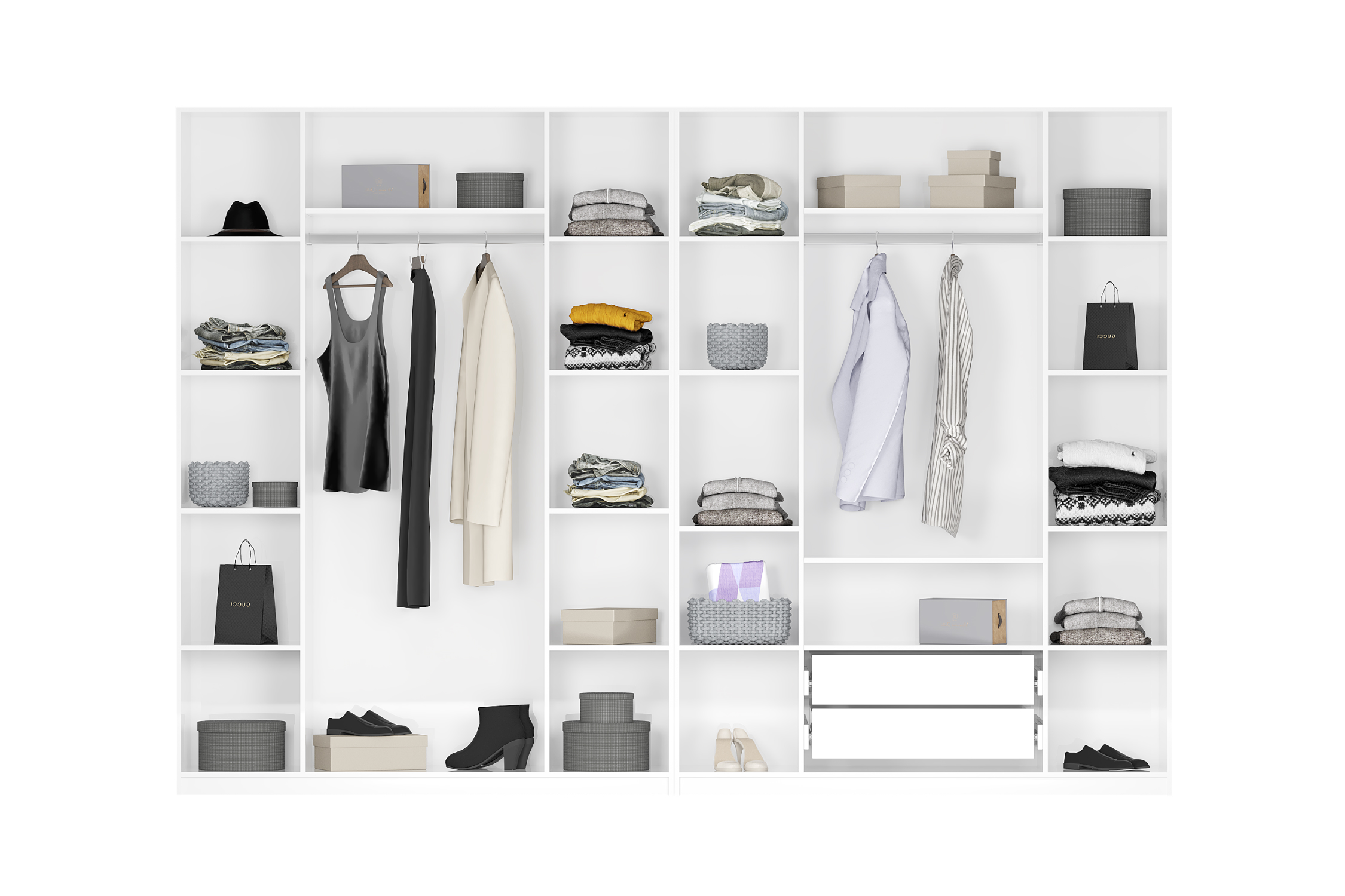 Комплект шкафов Тивина 3.2 м белый текстурный