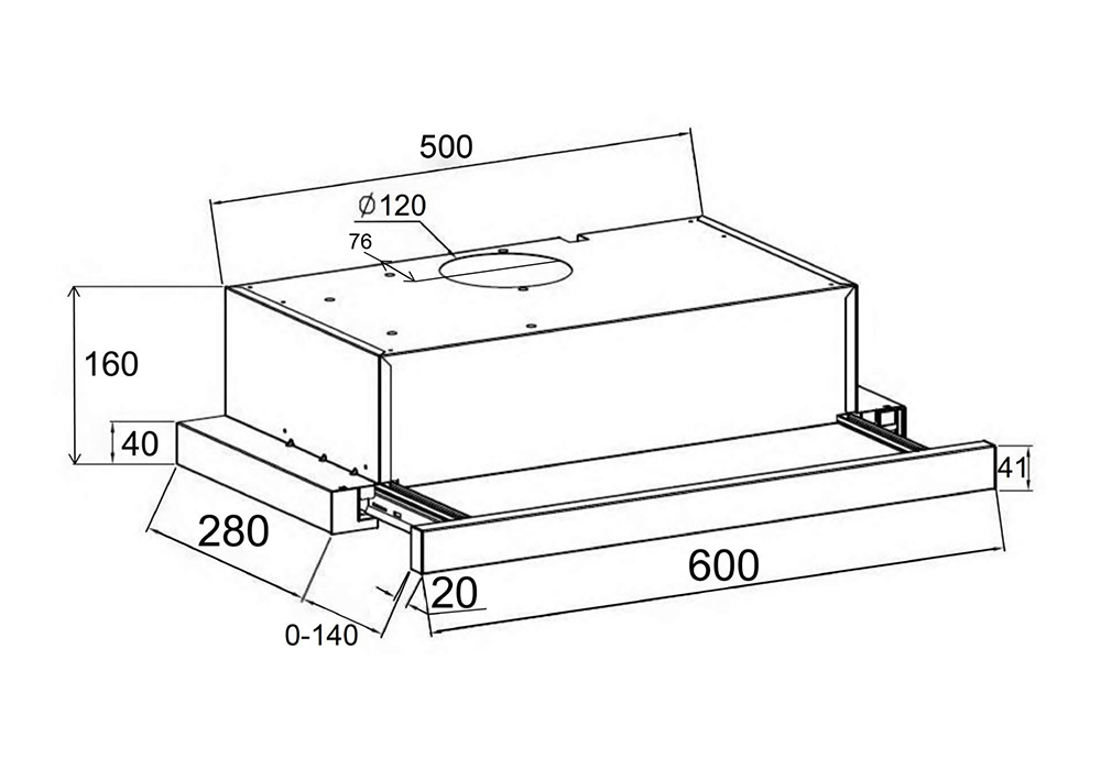 Встраиваемая вытяжка LEX HUBBLE G 600 GREY
