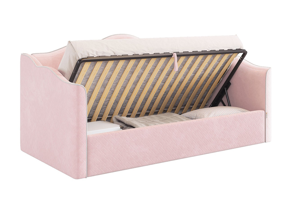 Софа Лея велюр нежно-розовый / галька