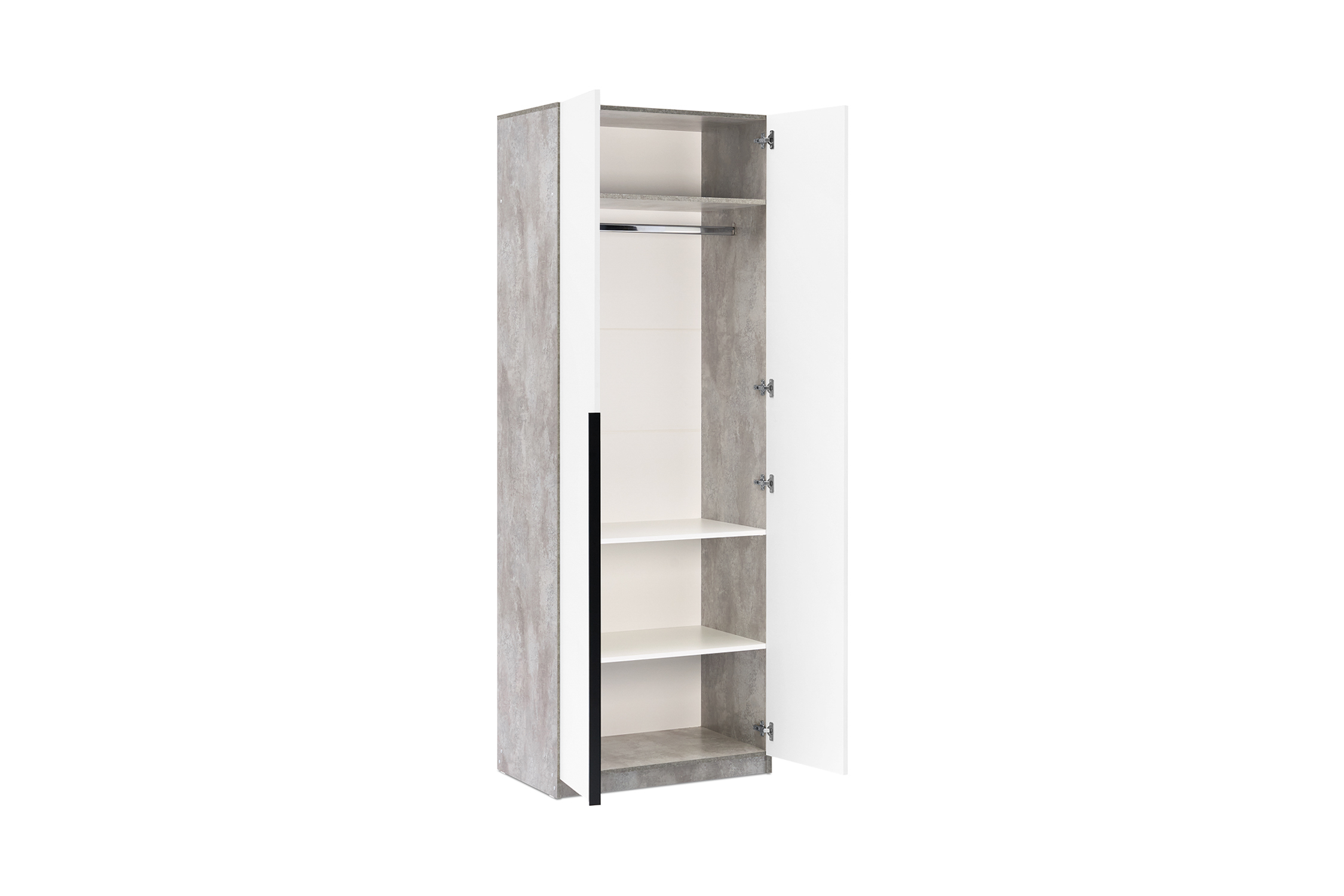 Шкаф 2-х створчатый Тивина цемент светлый / белый шагрень