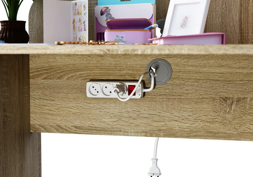 Кровать-чердак Сэнди дуб сонома светлый / белый глянец