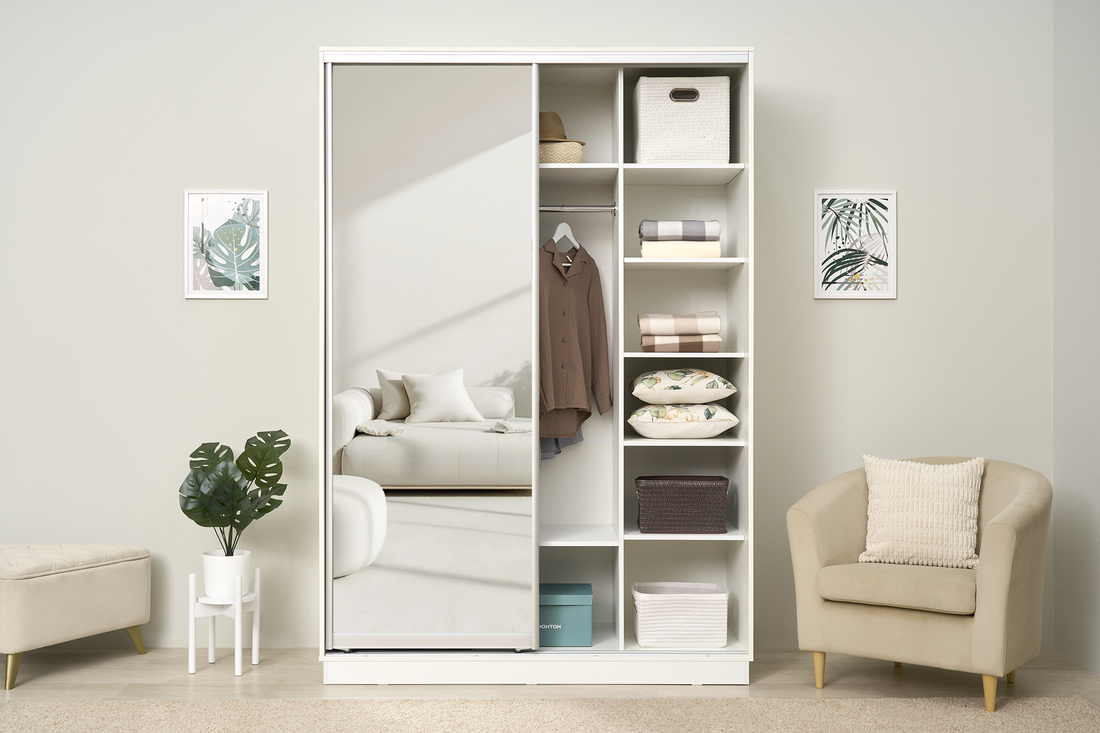 Шкаф-купе двухдверный Арго белый