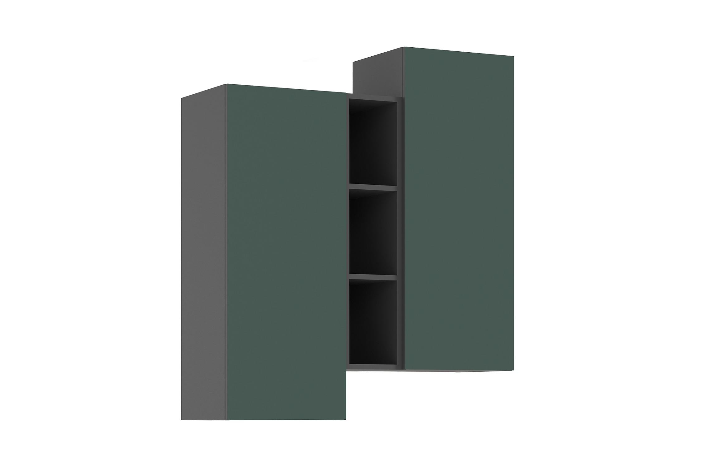 Шкаф подвесной комбинированный Норд графит / изумрудный