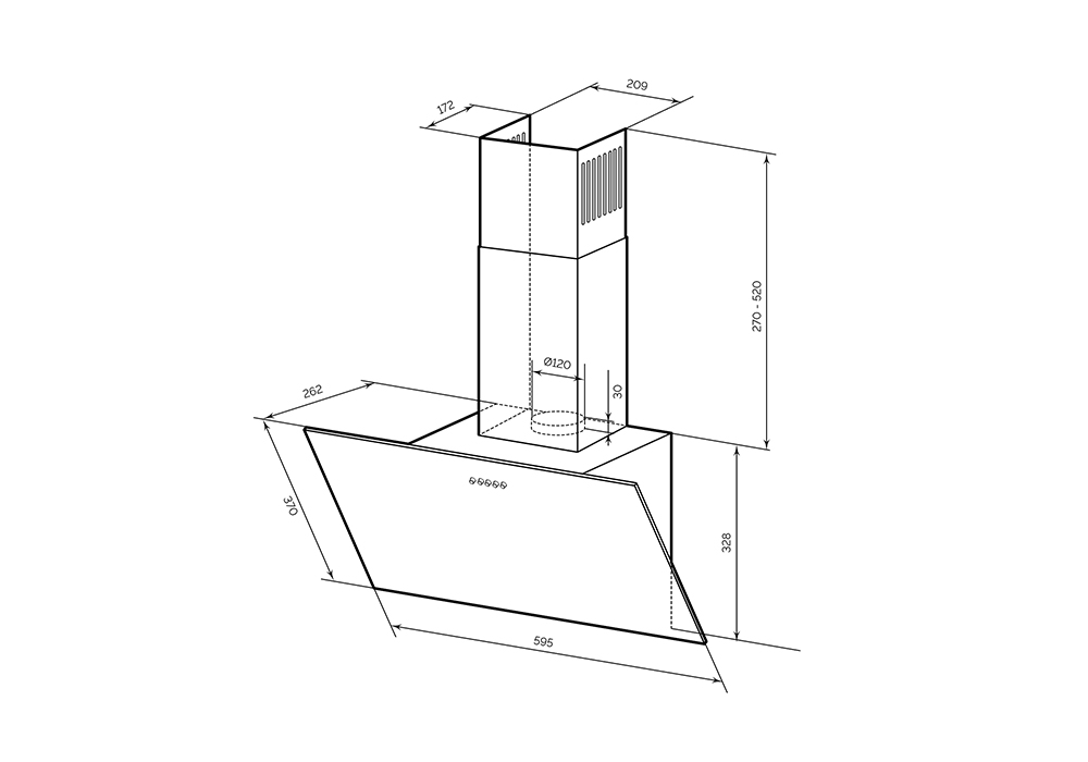 Наклонная вытяжка LEX MOZA 600 WHITE