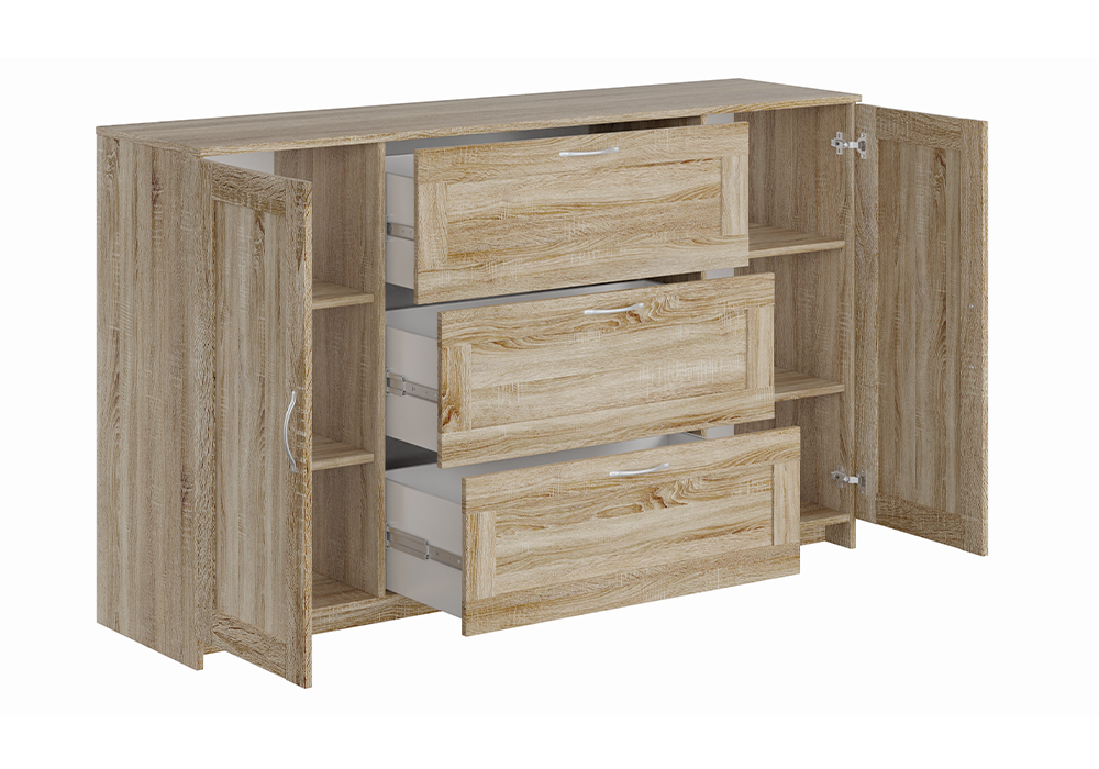 Комод с дверцами Сириус 3 ящика сонома