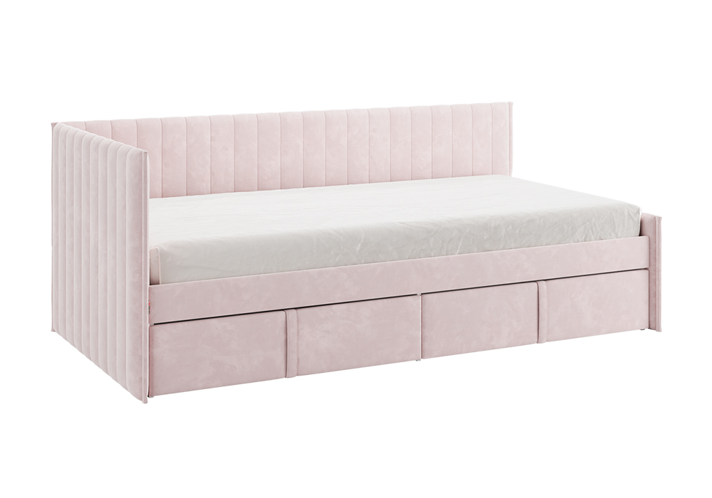 Тахта с ящиками Твикс велюр нежно-розовый