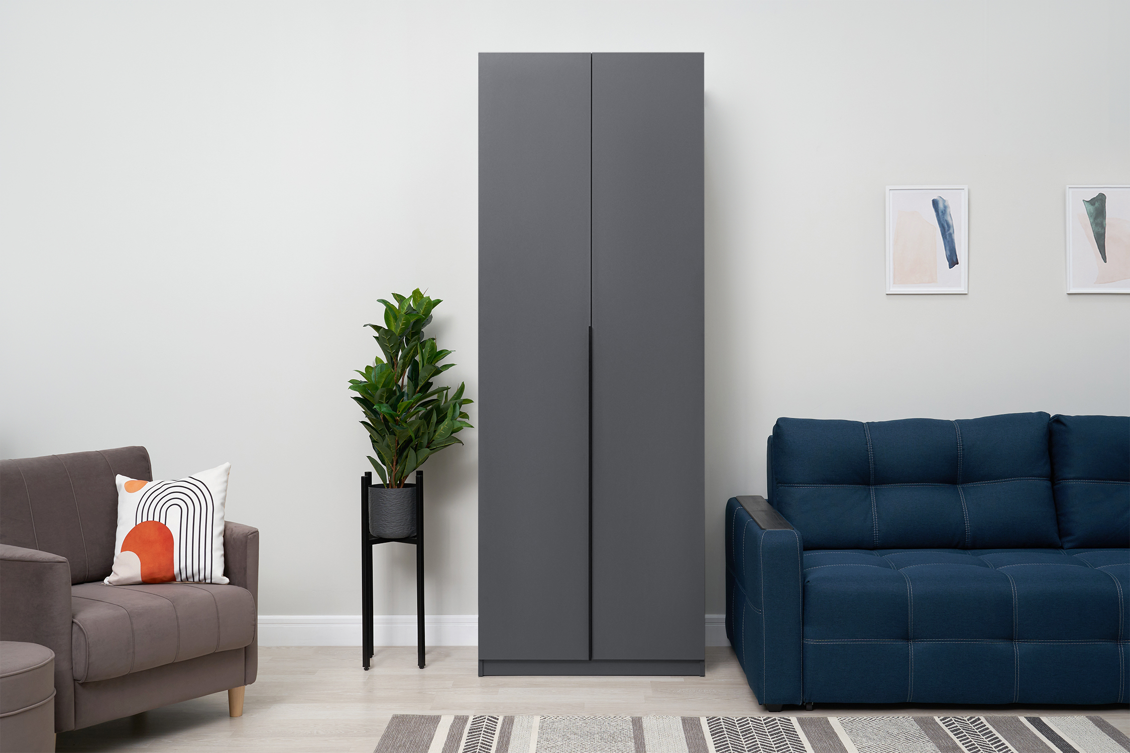 Шкаф 2-х створчатый Тивина графит серый