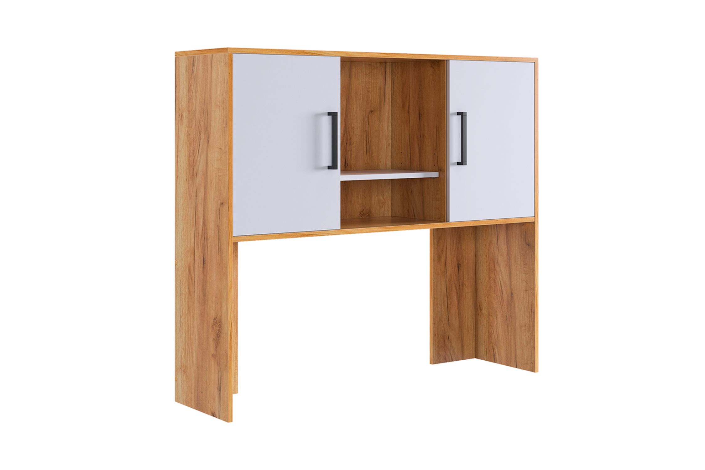 Надстройка для стола компьютерного Лайт-2 дуб крафт золотой / белый