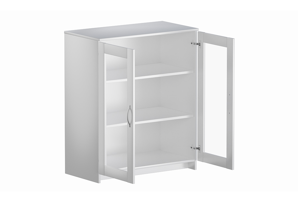 Комод с дверцами Сириус со стеклом белый