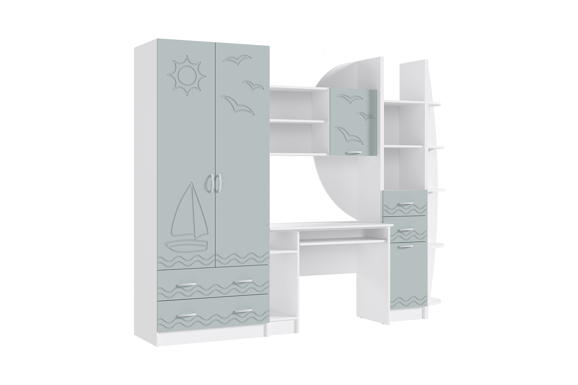 Стенка Юниор-2 белый / шарли бриз