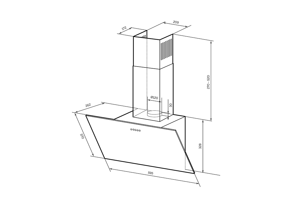 Наклонная вытяжка LEX MOZA 600 R1 WHITE