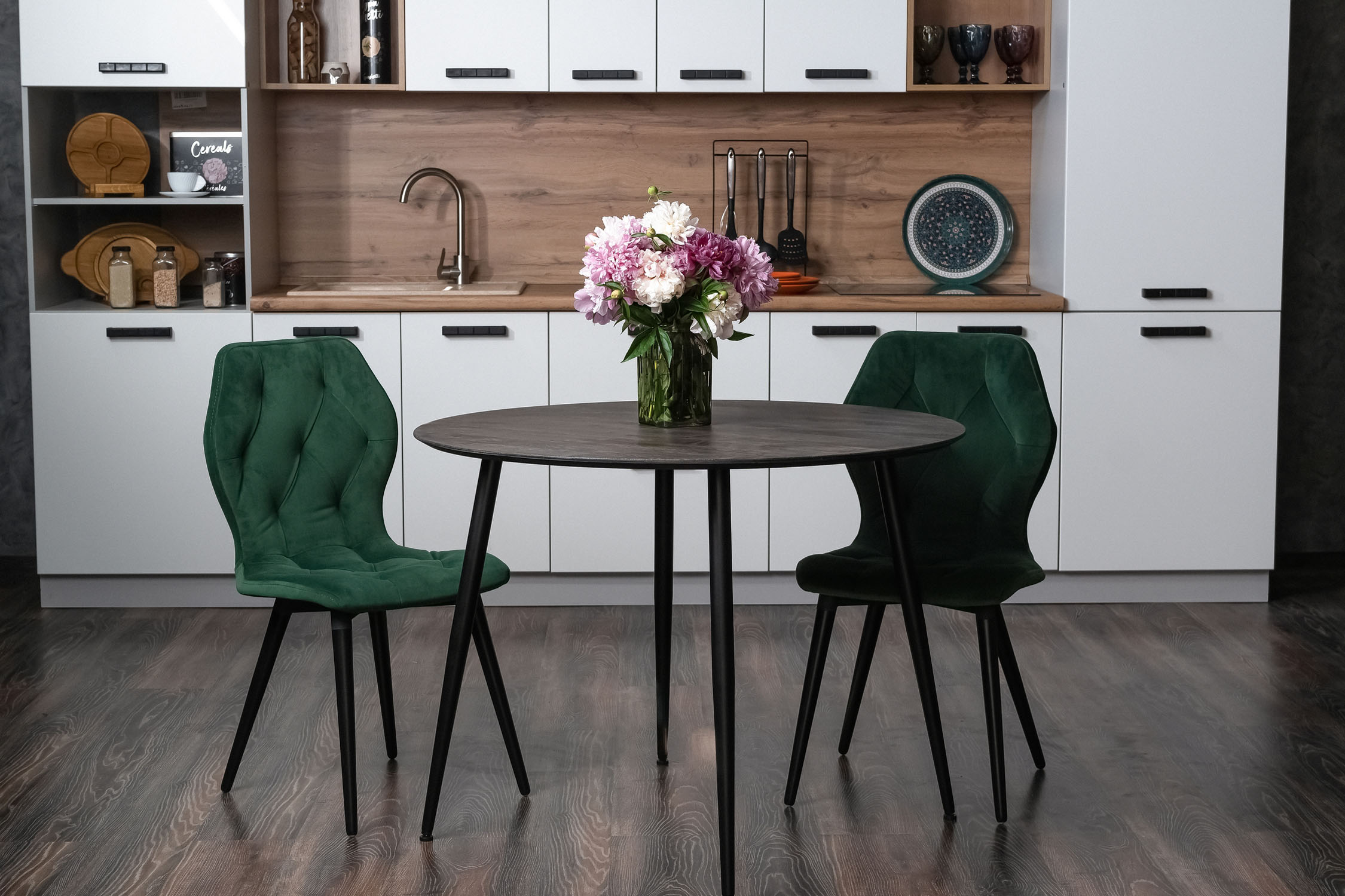 Стол обеденный Леер рустик графит / черный