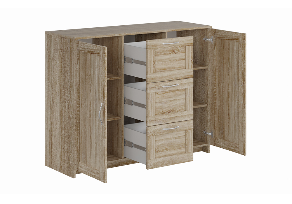 Комод с дверцами Сириус 3 ящика сонома