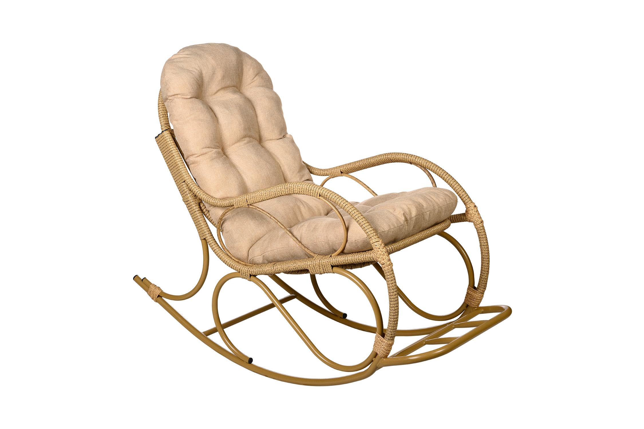 Кресло-качалка с подножкой бамбук / бежевый