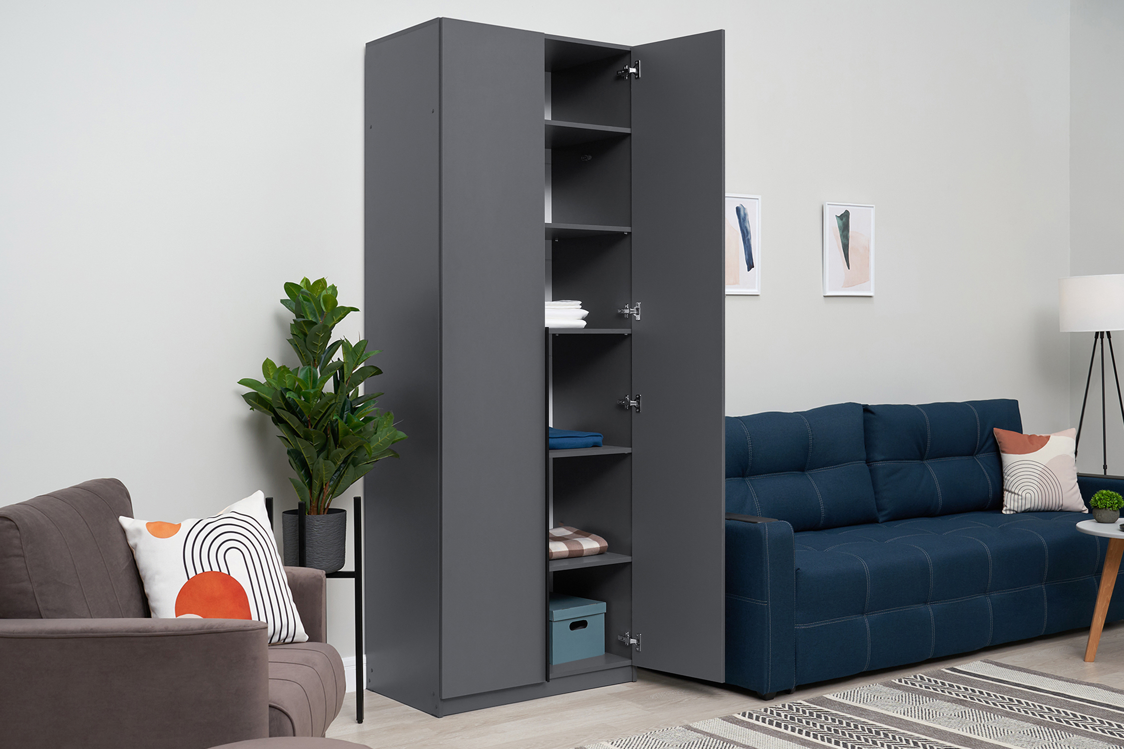 Шкаф 2-х створчатый Тивина графит серый